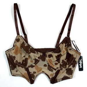 NWT BOOTAYBAG Women’s Mesh‎ Camo Underwire Corset Bra Medium #5150822-PRT NEW
